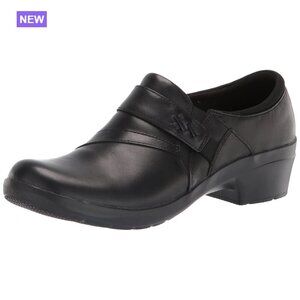 Leather Loafers with 1.75 Inch Heel, Slip-On Mary Jane Style
